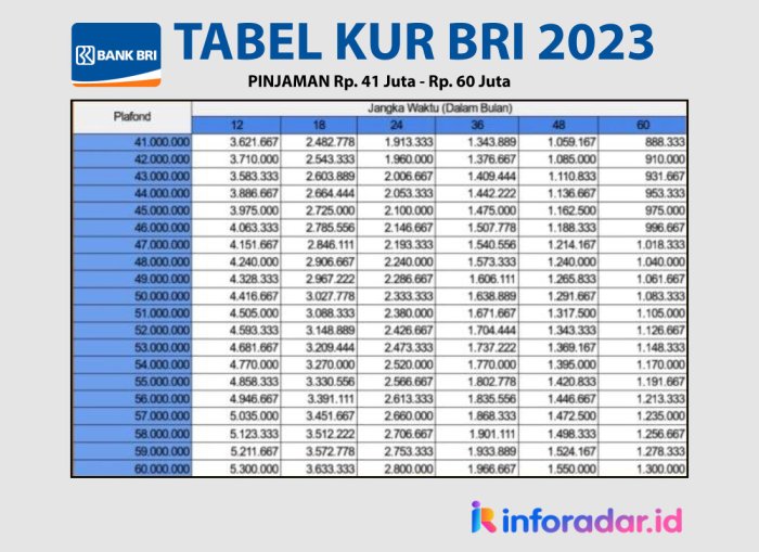 Angsuran Pinjaman KUR BRI 50 juta