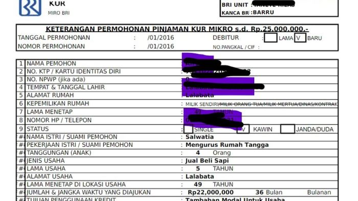 Berapa angsuran KUR BRI 2025 untuk pinjaman 100 juta?